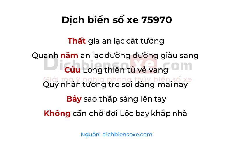 Dịch thơ biển số 75970