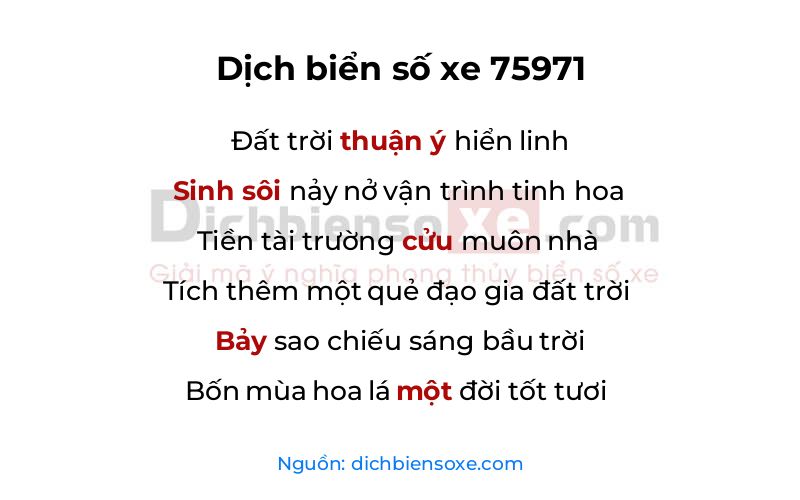 Dịch thơ biển số 75971