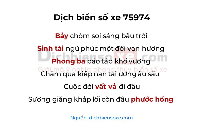 Dịch thơ biển số 75974