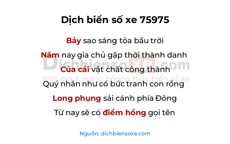 Dịch thơ biển số 75975