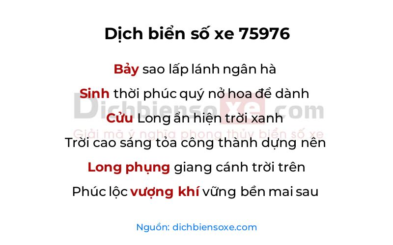 Dịch thơ biển số 75976