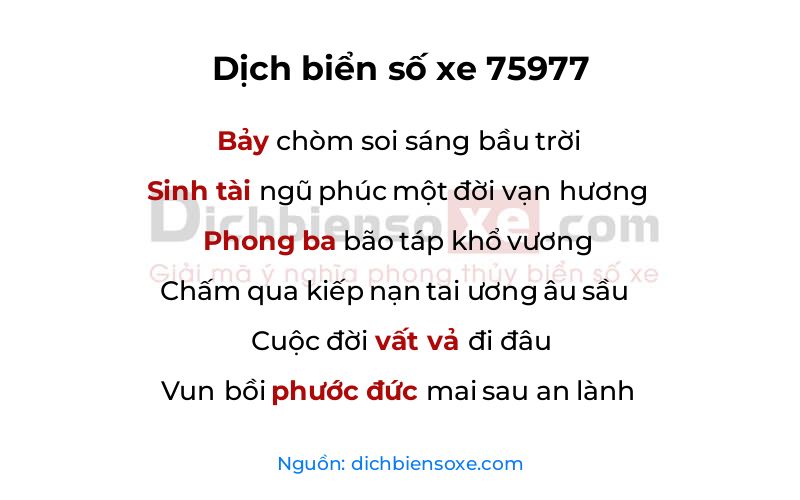 Dịch thơ biển số 75977