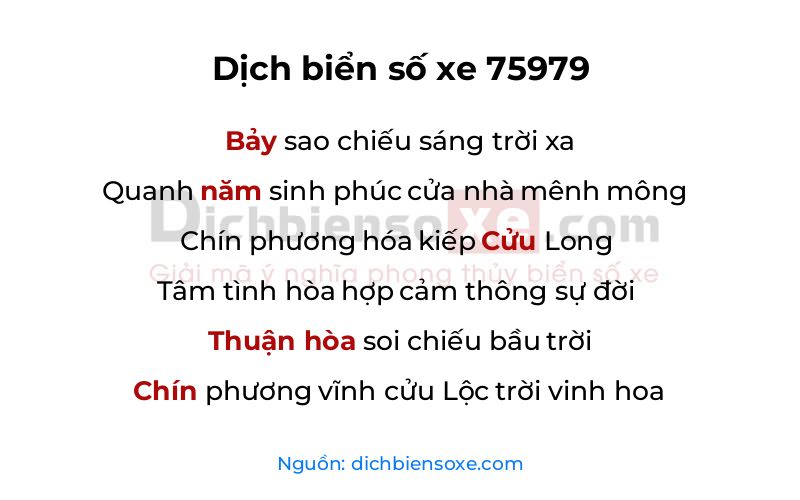 Dịch thơ biển số 75979