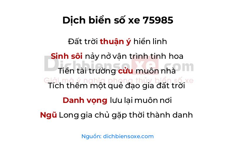 Dịch thơ biển số 75985