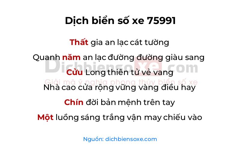 Dịch thơ biển số 75991