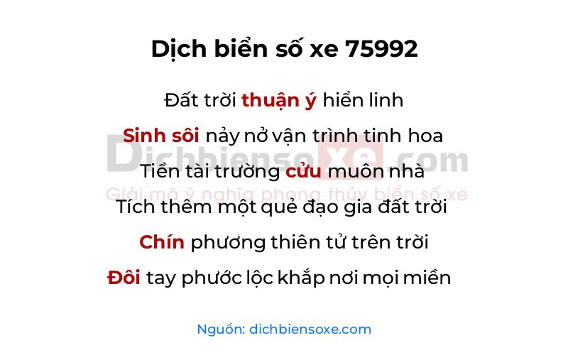 Dịch thơ biển số 75992