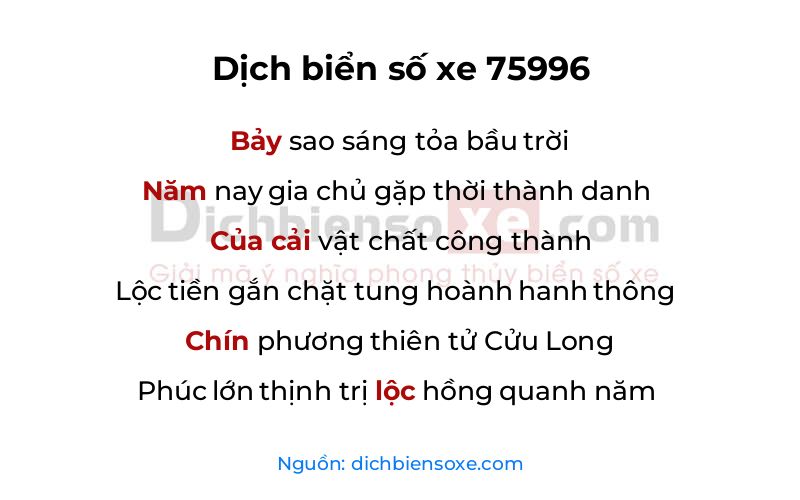 Dịch thơ biển số 75996