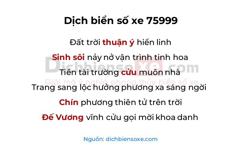Dịch thơ biển số 75999