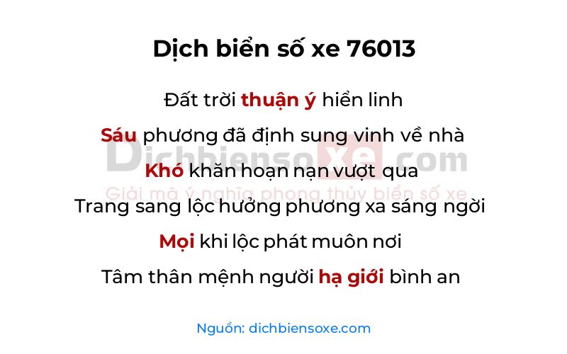 Dịch thơ biển số 76013
