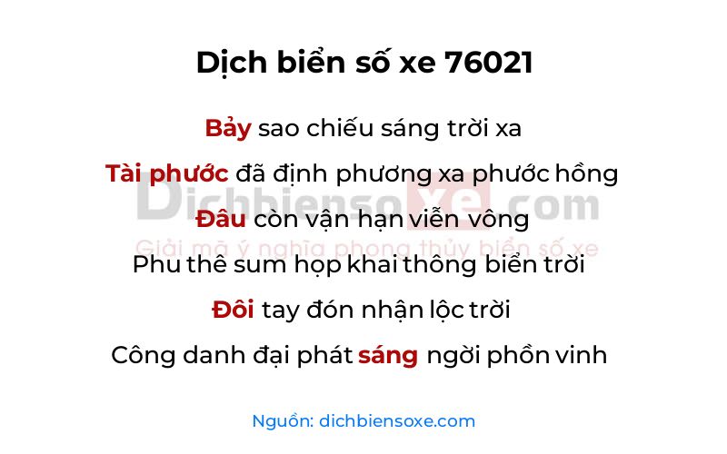 Dịch thơ biển số 76021