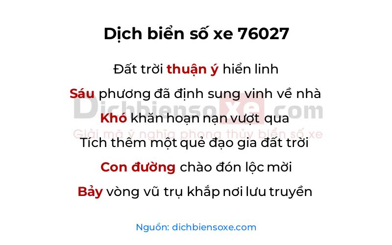 Dịch thơ biển số 76027
