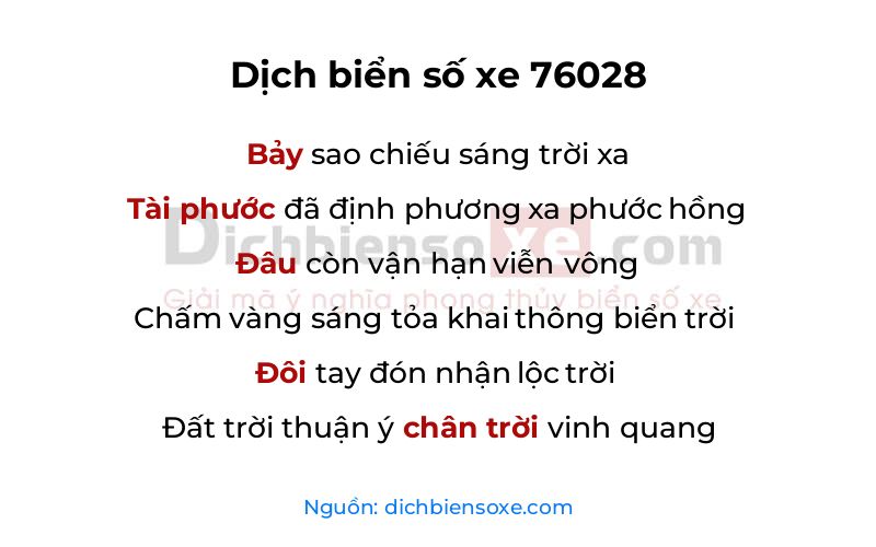 Dịch thơ biển số 76028