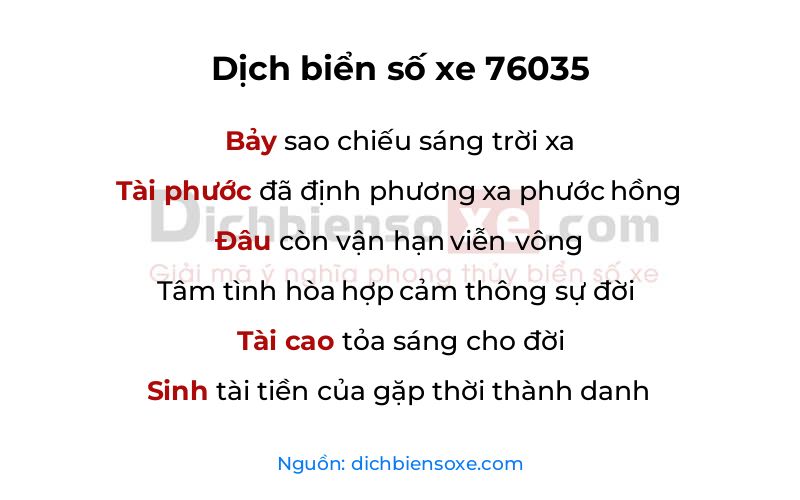 Dịch thơ biển số 76035