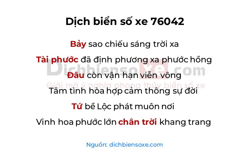 Dịch thơ biển số 76042