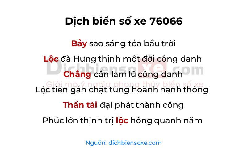 Dịch thơ biển số 76066