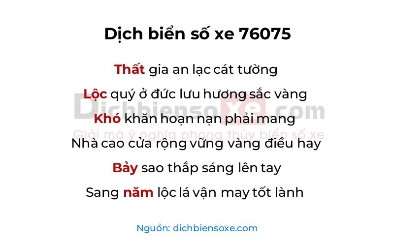 Dịch thơ biển số 76075