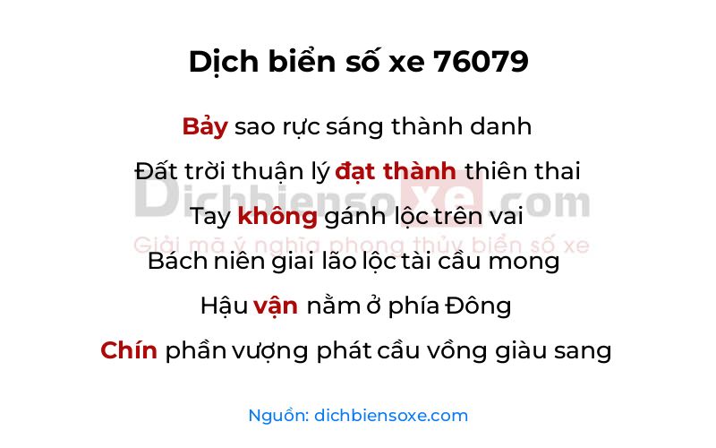 Dịch thơ biển số 76079