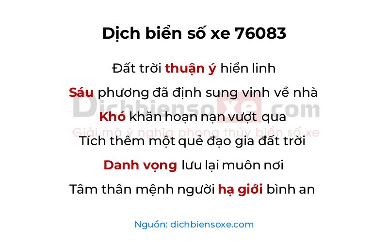 Dịch thơ biển số 76083