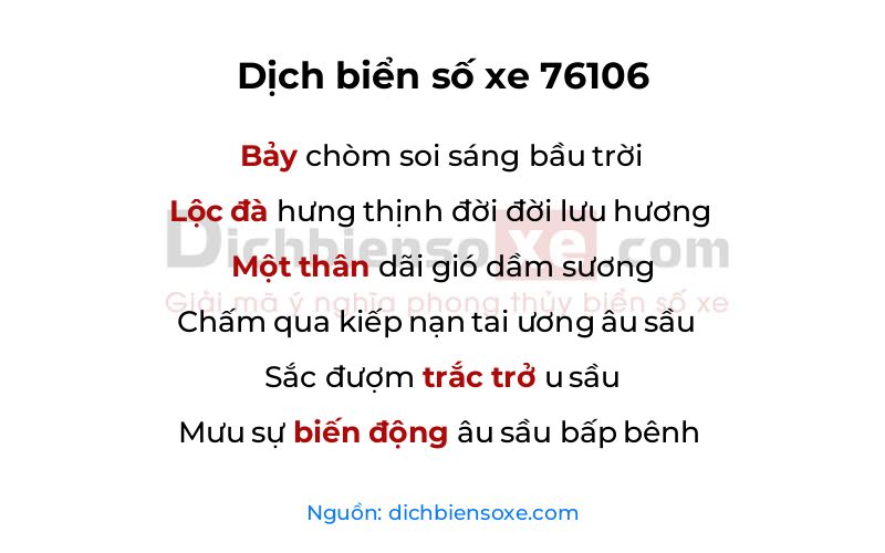 Dịch thơ biển số 76106