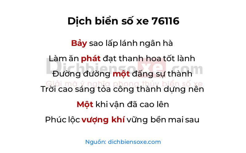 Dịch thơ biển số 76116