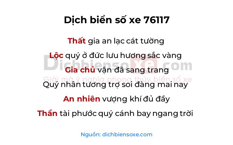 Dịch thơ biển số 76117