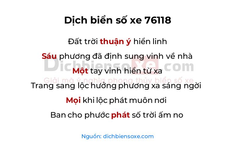 Dịch thơ biển số 76118