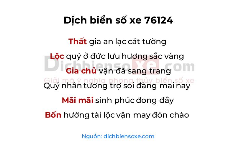 Dịch thơ biển số 76124