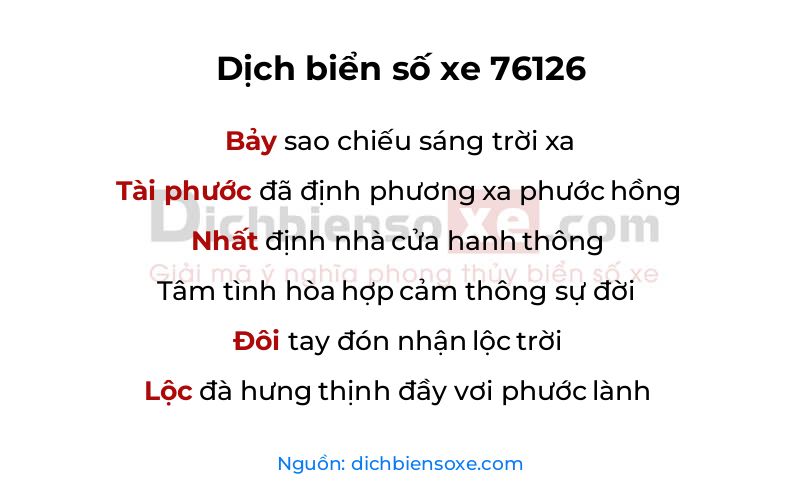 Dịch thơ biển số 76126