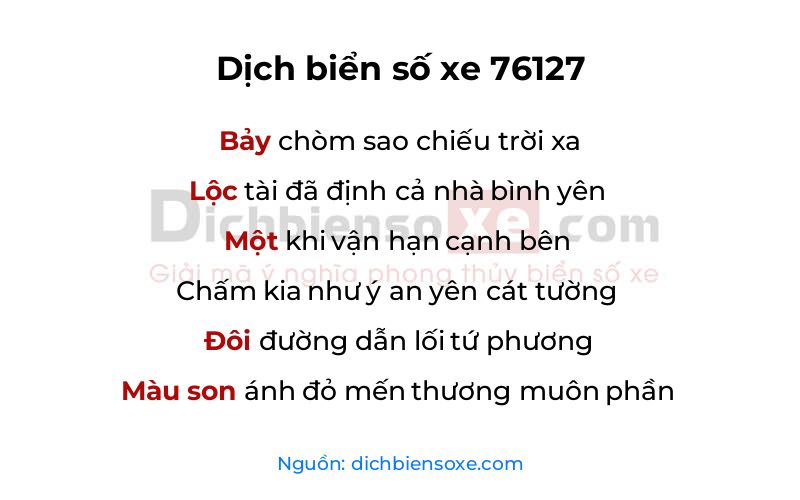 Dịch thơ biển số 76127