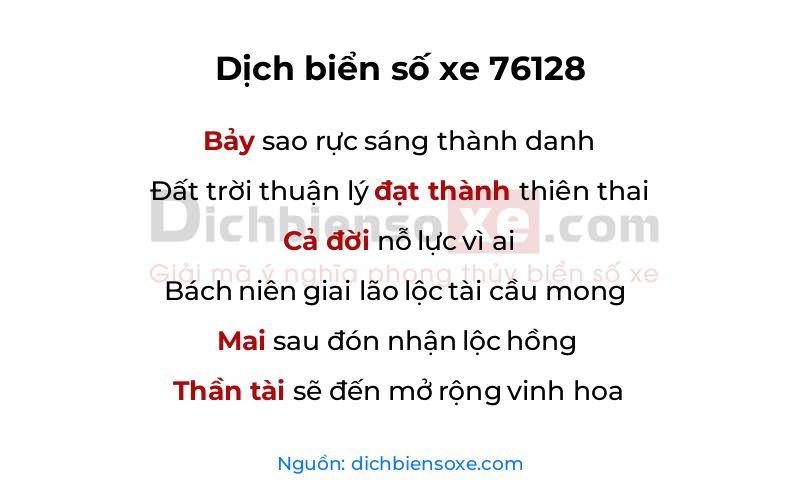 Dịch thơ biển số 76128