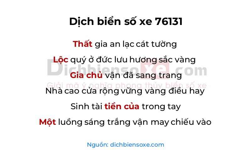 Dịch thơ biển số 76131
