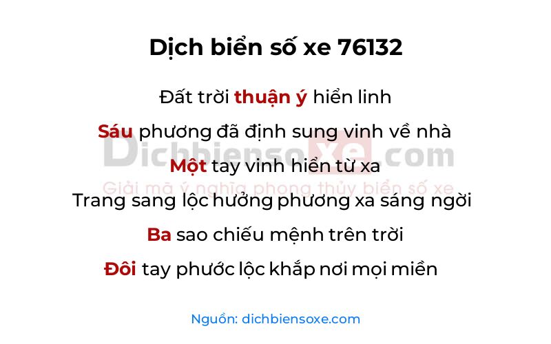 Dịch thơ biển số 76132