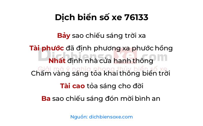 Dịch thơ biển số 76133