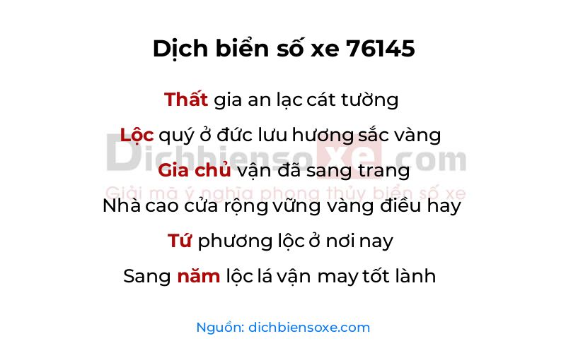 Dịch thơ biển số 76145