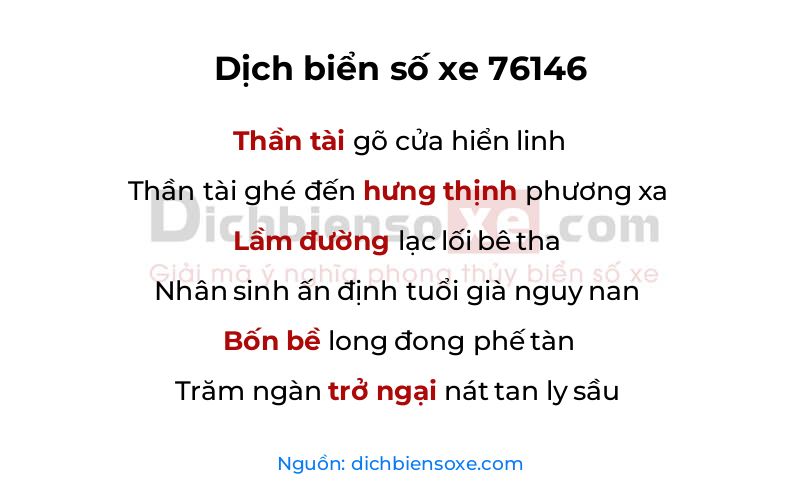 Dịch thơ biển số 76146