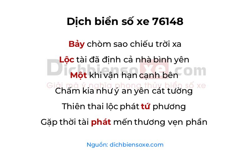 Dịch thơ biển số 76148
