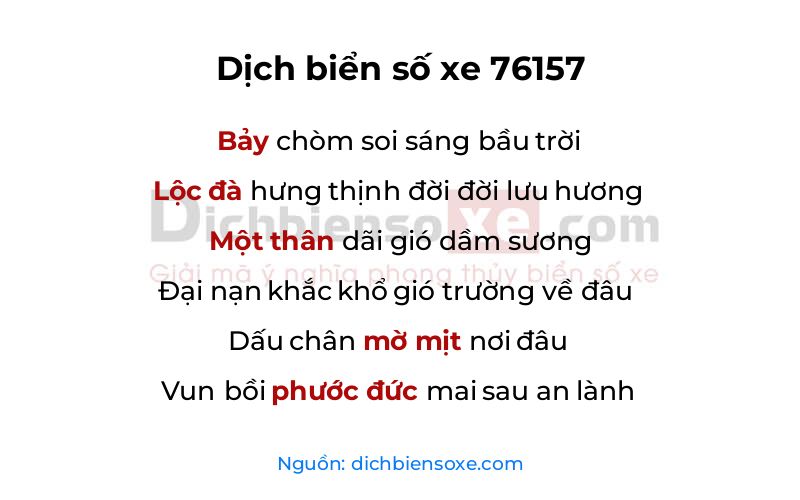 Dịch thơ biển số 76157
