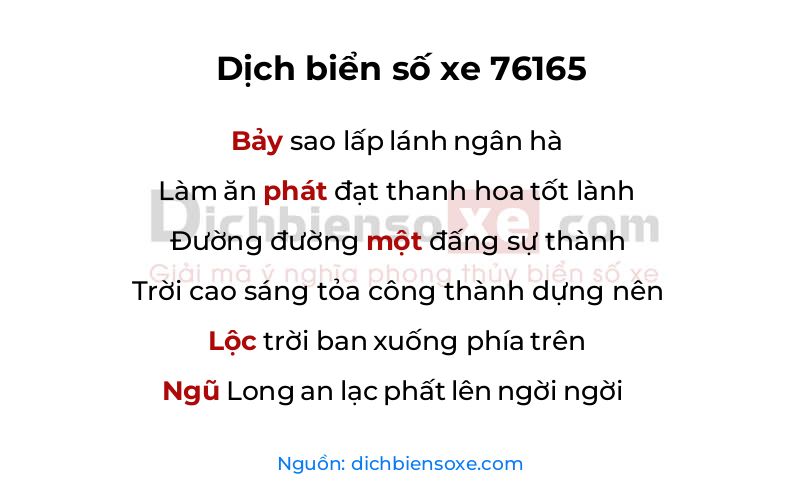 Dịch thơ biển số 76165