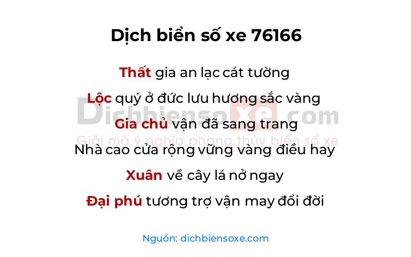 Dịch thơ biển số 76166
