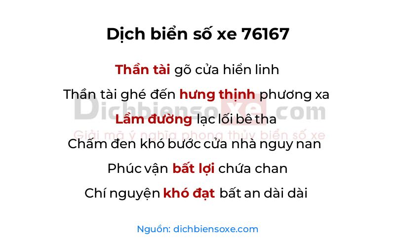 Dịch thơ biển số 76167