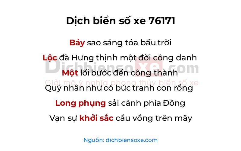 Dịch thơ biển số 76171