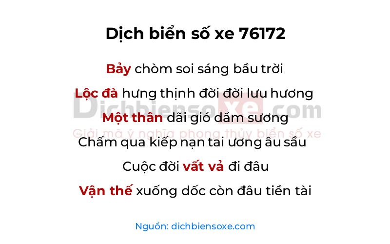 Dịch thơ biển số 76172