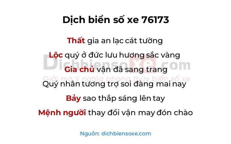 Dịch thơ biển số 76173