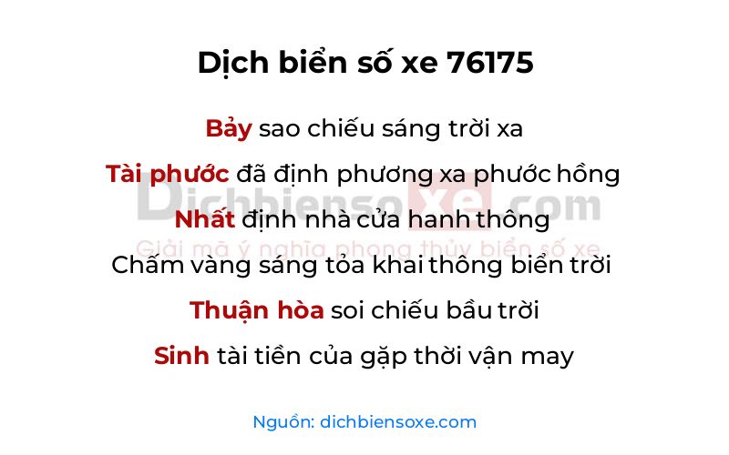 Dịch thơ biển số 76175