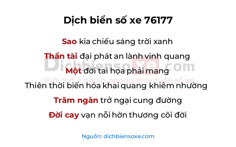 Dịch thơ biển số 76177