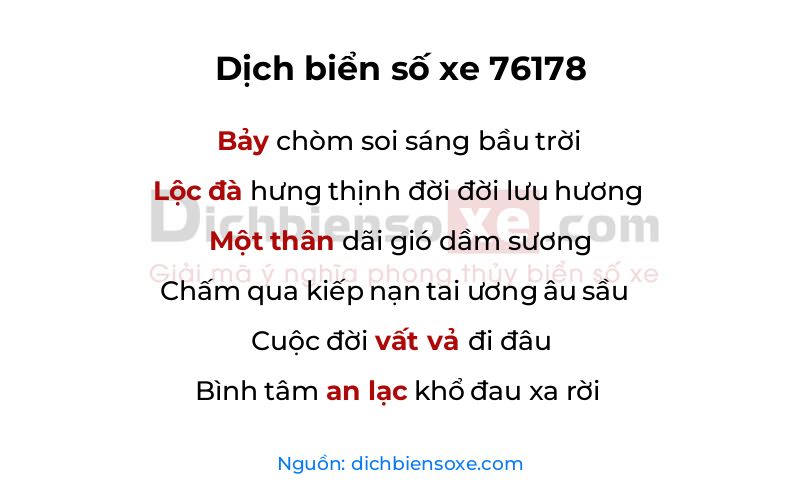 Dịch thơ biển số 76178