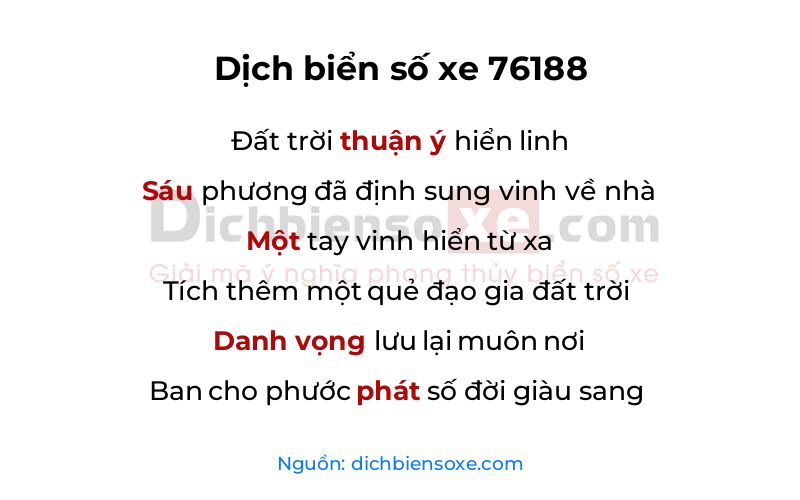 Dịch thơ biển số 76188