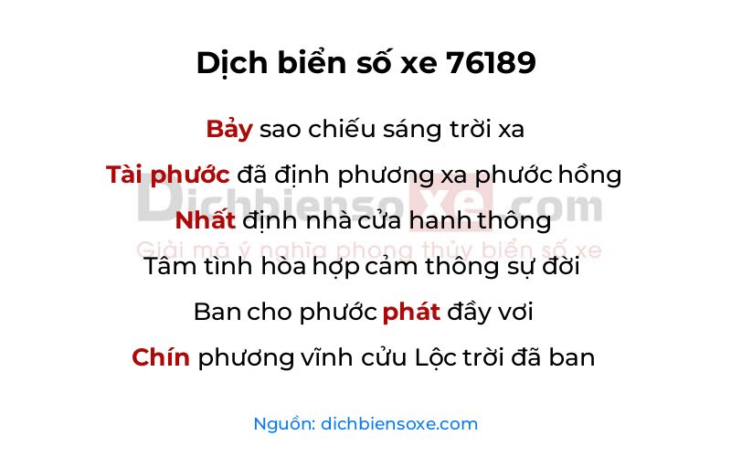 Dịch thơ biển số 76189