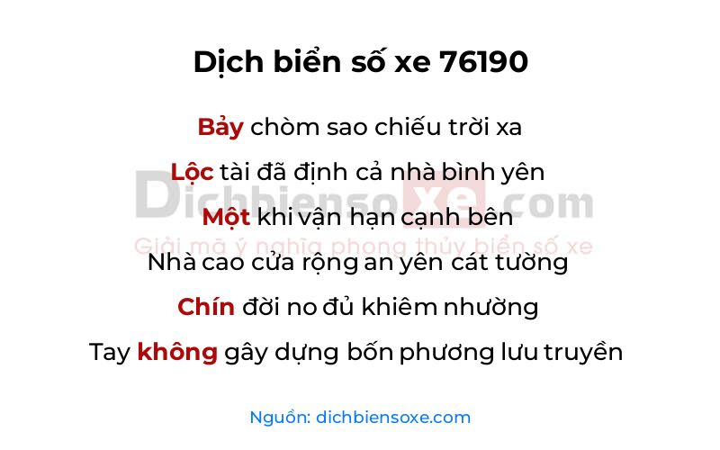Dịch thơ biển số 76190