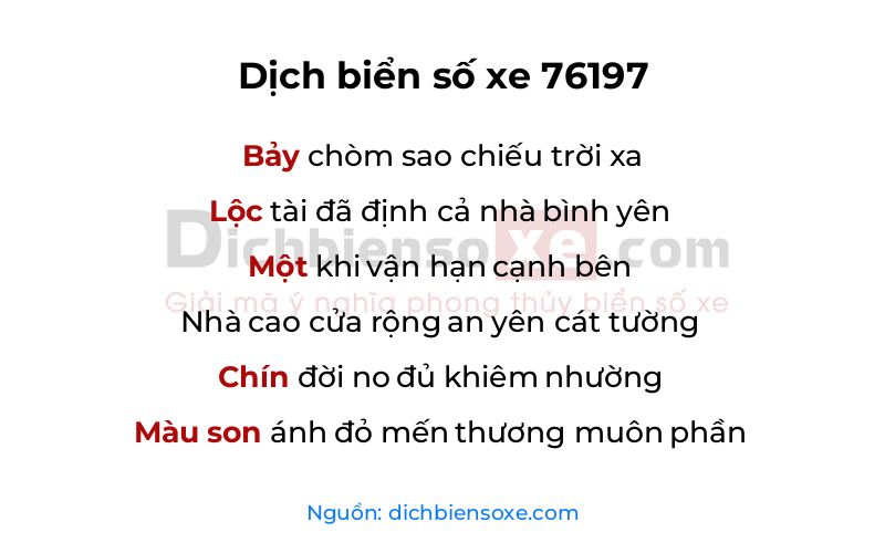 Dịch thơ biển số 76197